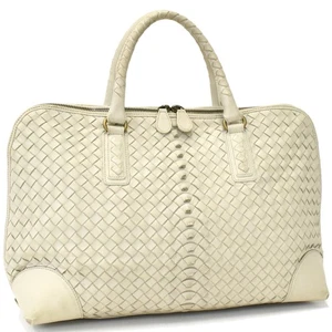 BOTTEGA VENETA Intrecciato Leather Handbag 194403 Hand Bag Ivory Leather T00S - Picture 1 of 9