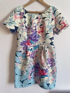 Oasis Ladies Floral Jacquard Textured Dress Size 14 - Picture 1 of 10