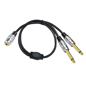 3,5 mm Buchse TRS auf Dual Stecker 1/4" TS Mono Einsatz Stereo Kabel Y Splitter - Bild 1 von 5