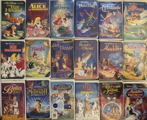 Lot 18 Disney VHS Classics & Sequels Cinderella Aladdin Mermaid Beauty Dalmation - Picture 1 of 1