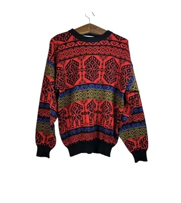 DE COLECCIÓN AÑOS 80 90 Obermeyer Juneau Hombres Suéter de esquí vibrante tejido funky cuello redondo talla l Foto 1 de 4