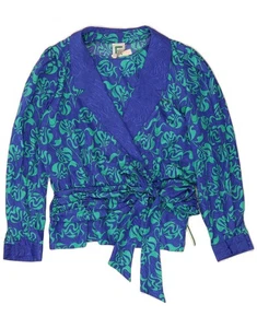 FRANKENWALDER Womens Wrap Shirt Blouse EU 40 Medium Blue Floral Polyester AP04 - Picture 1 of 4