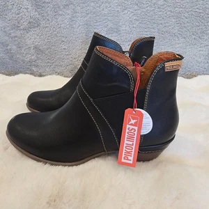 Pikolinos Black Leather Bootie Rotterdam 902-8932 Women's Size 38 or US 7.5 8 - Picture 1 of 9