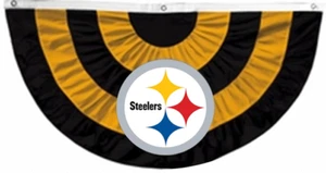 NFL Heavy Duty 51"x27" PITTSBURGH/STEELERS PLEATED BUNTING FAN FLAGS - Picture 1 of 1
