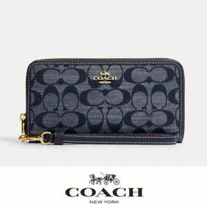 NWT Coach Long Zip Around Wallet In Signature Chambray CH369 Denim Multi ❤️ - Picture 1 of 7