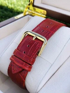 Red Alligator Leather For Apple Watch Any SERIES Size 44 45 49mm - BAND ONLY - Picture 1 of 7