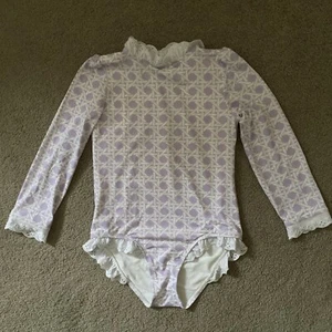 Girls Beaufort Bonnet Size 8 Purple Print One Piece BBC Long Sleeve Swimsuit - Picture 1 of 9