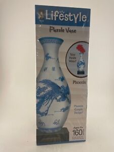 BePuzzled Lifestyle 3D Puzzle Vase PHOENIX 160 Pcs.  Blue white Holds Water NEW!
