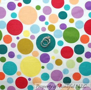 BonEful Fabric FQ Cotton Quilt Rainbow White Red Blue Polka DOT Clown Costume US - Picture 1 of 8