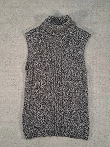 Pendleton L Turtleneck Sweater Vest Cable Knit Silk Cotton Gray Heather Large - Picture 1 of 8