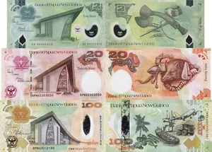 Papua New Guinea 2008 Full set 3 pcs 2+20+100 Kina UNC Pick 35-36-37 Comm - Picture 1 of 1
