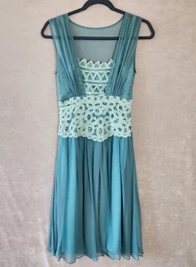 Mac Duggal Couture Gr. XS Akkordeon Plissee ärmellos 100% Seide Midikleid - Bild 1 von 23