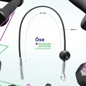 Stahlseil für Fitnessgeräte mit Öse, Ballstopper und Gewindeterminal Schwarz - Bild 1 von 65