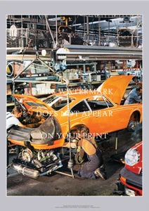 Porsche 911 Art Print – Fitting Motor on Production Line 1974 – 2 sizes Poster - Bild 1 von 4