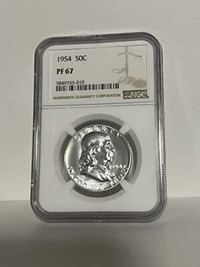 1954 50C FRANKLIN SILVER PROOF HALF DOLLAR KM# 199 NGC PR 67 - Picture 1 of 2