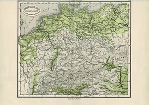 Mapa físico de ALEMANIA, gráfico original 1876 - Imagen 1 de 1
