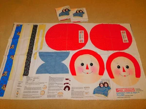LOT of 3 Vintage Daisy Kingdom Raggedy Ann & Andy Head Pillow Fabric Panels 4121 - Picture 1 of 8