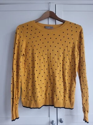 Oasis Heart Print Jumper, Size 10, Mustard - Image 1 of 4