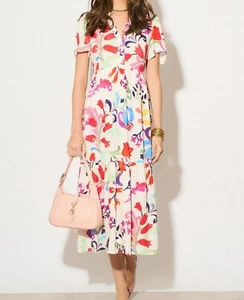 Monsoon Multicolour Summer Florals Print Tea Dress Size 10-14 - Picture 1 of 2