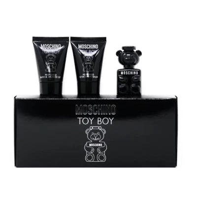 JUEGO DE REGALO MOSCHINO TOY BOY 3 piezas 5 ml EDP y 25 ml gel de ducha y bálsamo para después del afeitado NUEVO Foto 1 de 2