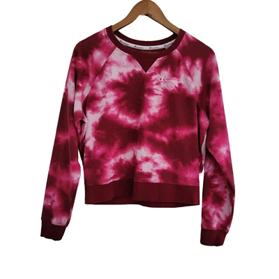 Champion Tie Dye Recortado Cuello Redondo Sudadera Rosa Rojo Manga Larga Mujer’s Talla M Foto 1 de 4