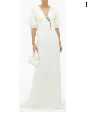 BNWT RP £3450 Julie De Libran ecru puff sleeve wedding gown. Size fr 36/UK 8 - Image 1 of 4