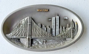 PLACA DE PELTRE TORRES GEMELAS 3D RECUERDOS IMPERIO DIFÍCIL DE ENCONTRAR DE COLECCIÓN RARA HTF Empire - Imagen 1 de 6