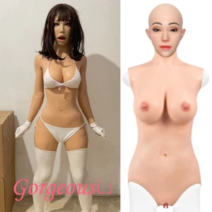 Silicone Breast Full Bodysuit E Cup With Female Full Face Mask Crossdresser - Bild 1 von 21