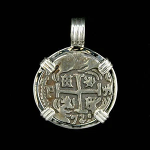 Atocha Sunken Tresure Jewelry - 4 Reale Silver Coin Pendant - Picture 1 of 5