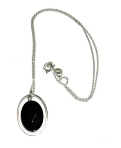 COLLAR COLGANTE de ÓNIX Oval bombé facetado y CADENA PLATA de ley 925 a 40 cm - Imagen 1 de 3