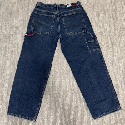 Vintage Tommy Jeans Carpinteiro Baggy Anos 90’ Logotipo Lavagem Escura Masculino Tamanho 33/30 - Imagem 1 de 4