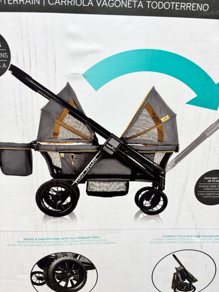 Evenflo Pivot Xplore All-Terrain Double Stroller Wagon - Adventurer Gray  - Image 1 of 4