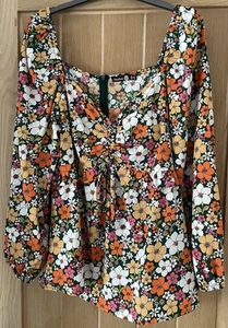 Boohoo Plus Women’s Floral Milkmaid Style Peplum Top Size 16 - Picture 1 of 4