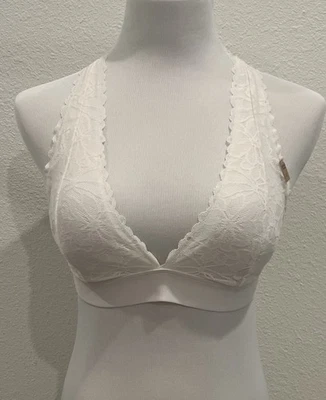 NEW Pink Victoria’s Secret Lace Strappy Halter Bralette XL Ivory Cream Ivory Bra - Image 1 of 4