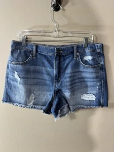 Pantalones Cortos de Jean Para Mujer Aerie Talla L Azul Denim Envejecido Se Ajusta Dobladillo Crudo Grunge NUEVO - Imagen 1 de 13