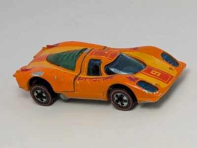 Vintage Hot Wheels Redline Flying Colors Orange Porsche 917 Original Metal Base - Image 1 of 4