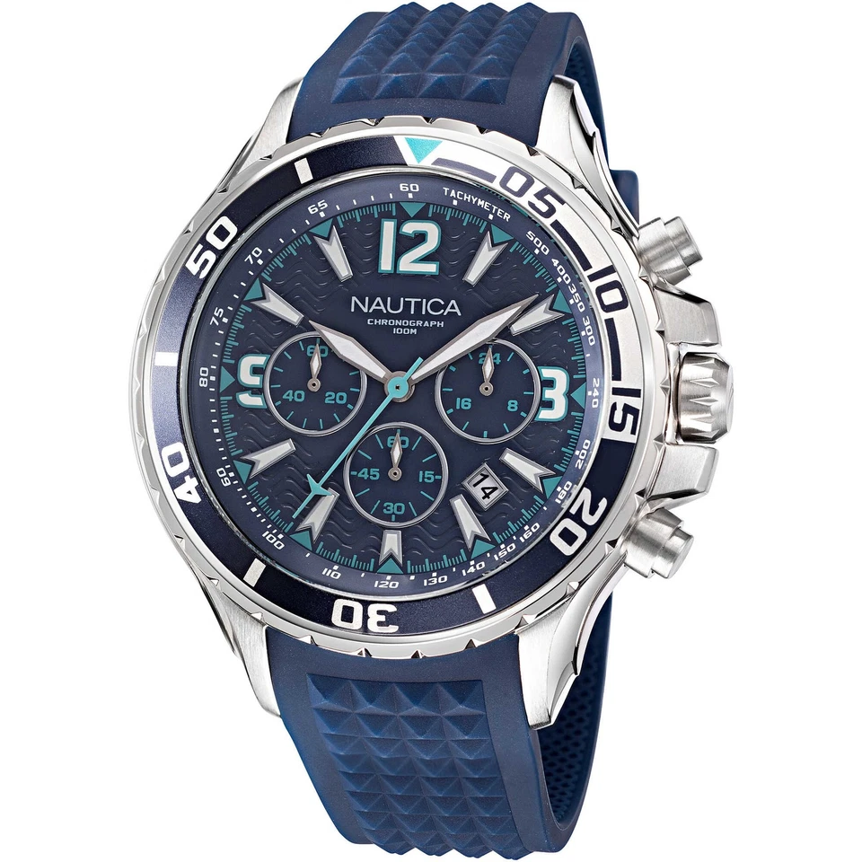 Nautica Men's NAPNSS214 NST Grey/Blue/Blue Silicone Strap Watch