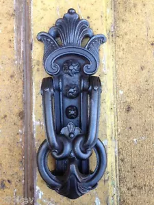  Antique Victorian Kenrick Style Heavy Cast Iron Door Knocker - Black - Picture 1 of 3