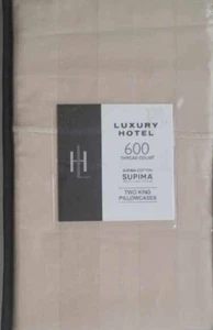DILLARD'S LUXURY HOTEL KING SIZE STRIPED 600TC SUPIMA PILLOWCASES IN SEASHELL - Picture 1 of 1