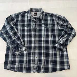 Wrangler COMFORT FLEX Long Sleeve Shirt Mens 3XL BLUE Plaid ButtonUp Regular Fit - Picture 1 of 6