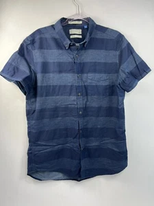 Denim & Flower Shirt Men's Size Medium Blue Slim Fit Button Down Short Sleeve - Picture 1 of 7