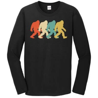 Men's Bigfoot Shirt - Sasquatch Silhouette Retro Pop Art Long Sleeve T-Shirt - Image 1 of 2