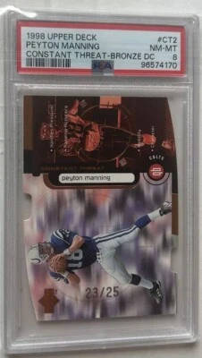Peyton Manning 1998 Upper Deck Constant Threat Bronze Die Cut RC SSP /25 PSA 8 - Image 1 of 2