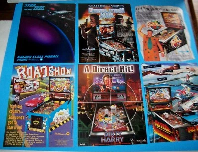 Pinball FLYERS 6 Star Trek Road Show No Fear Flintstones Dirty Harry NOS  #18 - Image 1 of 4