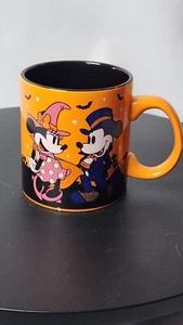 Disney Halloween MUG Mickey & Minnie Mouse Spooky 20 oz Coffee Cup Orange Black - Picture 1 of 3