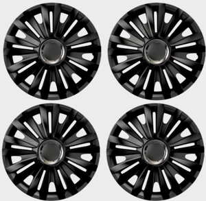 AURIS AVENSIS AYGO FINITURE COPRIMOZZO COPRIMOZZO IN PLASTICA SET COMPLETO NERO 15" POLLICI - Foto 1 di 1