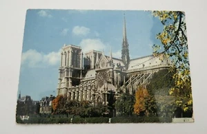 Post Card Notre Dame Cathedral Paris Chrome 1960s Vintage Stamped Message - Picture 1 of 6