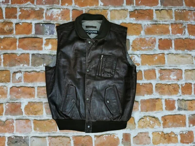 Chevignon Paris Casual Vintage A2 Leather Flight Vest Dark Brown Size L Tip Top - Image 1 of 4