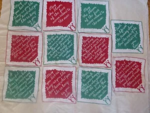 Vintage 10 Leinen MCM Cocktail Bar Servietten Gruß Toast Sprüche - rot und grün - Bild 1 von 6