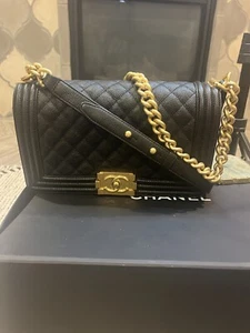 Chanel  black caviar Medium Boy Bag W.  Gold Ruthenium HW - Picture 1 of 13
